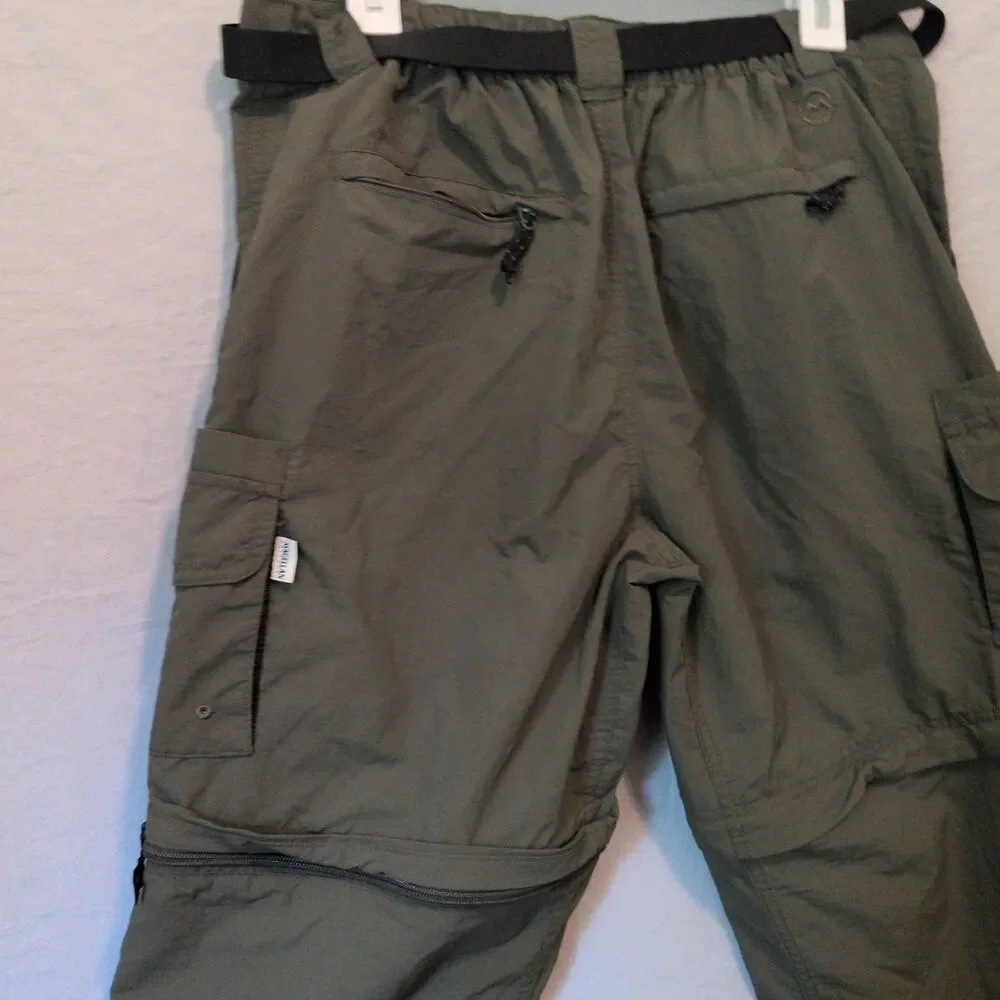 Magellan Outdoors Mens M Army Green Waterproof Convertible Pant Shorts